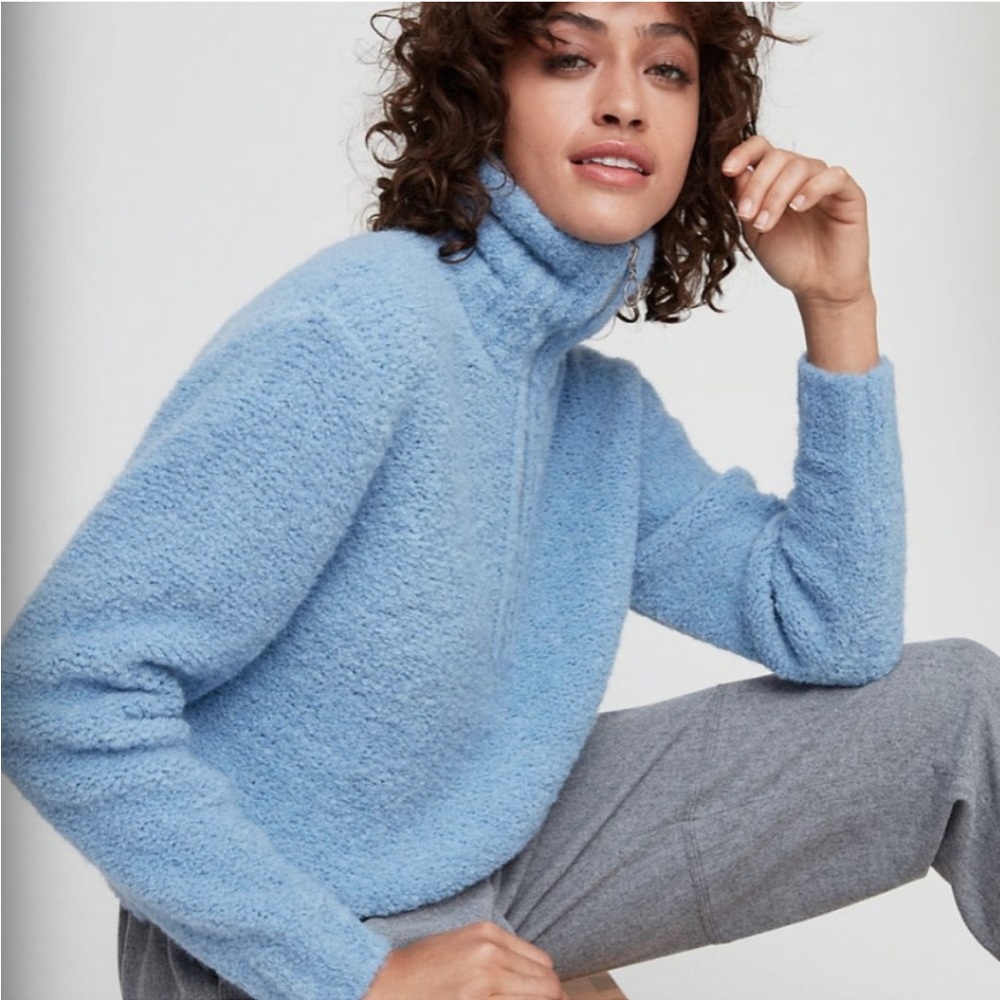Wilfred Aritzia Cropped Gwyneth Sweater Alpaca 1/2 Zip - Picture 2 of 12